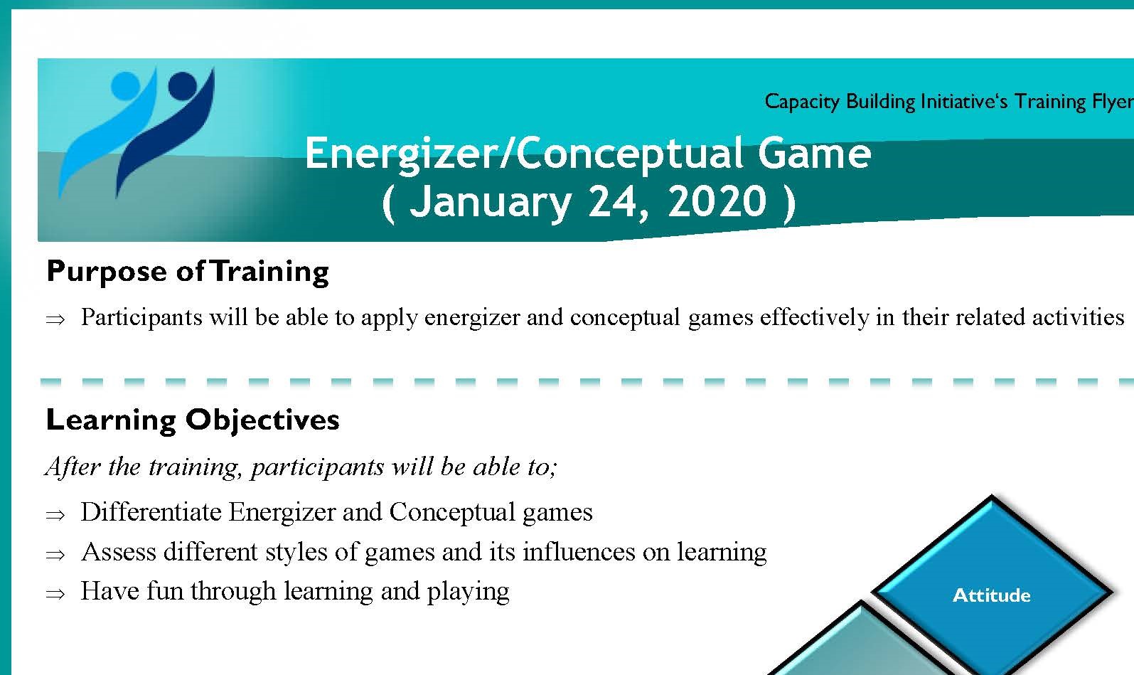 Invitation: Creative Thinking & Decision Making Training (21-23, January 2020 and Energizer/Conceptual Game Training (January 24, 2020)